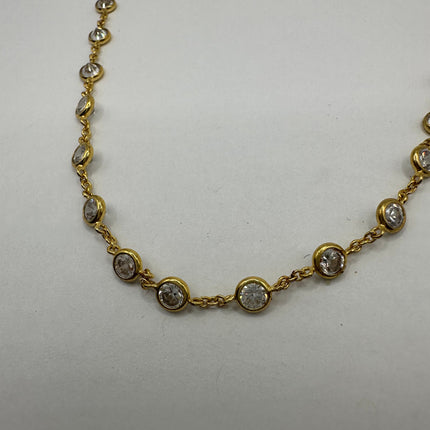 Vintage Cubic Zirconia 925 Sterling Silver chain Necklace - Diamond look, Stackable, antique design