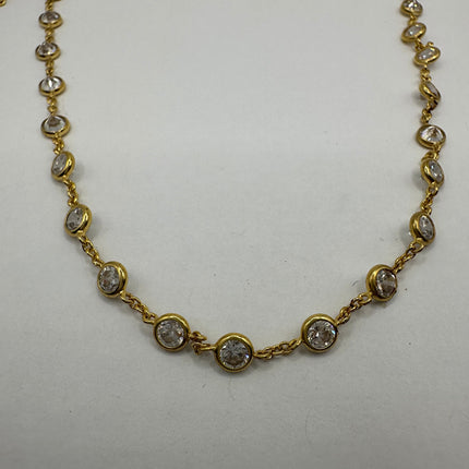 Vintage Cubic Zirconia 925 Sterling Silver chain Necklace - Diamond look, Stackable, antique design