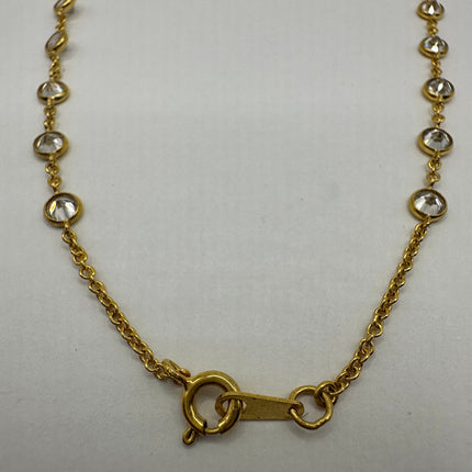 Vintage Cubic Zirconia 925 Sterling Silver chain Necklace - Diamond look, Stackable, antique design