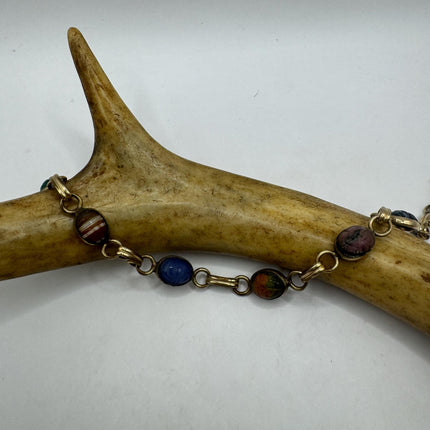 Vintage Scarab Gold Onyx Tennis Bracelet 14k Gold Filled Minimal Simple Every day Stacking Bracelet