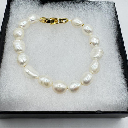 Vintage Pearl Gold Silver Tennis Bracelet