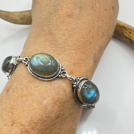 Vintage Blue Labradorite Silver Bracelet Silver Bronze