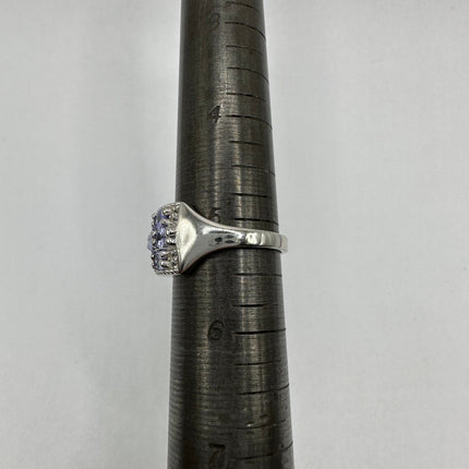 Vintage Blue Tanzanite Wedding Ring Band 925 Sterling Silver