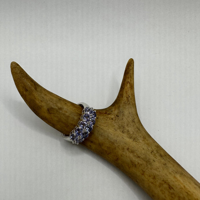 Vintage Blue Tanzanite Wedding Ring Band 925 Sterling Silver