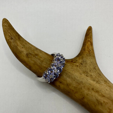 Vintage Blue Tanzanite Wedding Ring Band 925 Sterling Silver