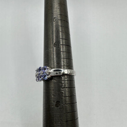 Vintage Blue Tanzanite Wedding Ring Band 925 Sterling Silver