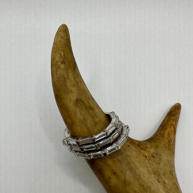 Vintage Crystal Stacking Ring 925 Sterling Silver Band