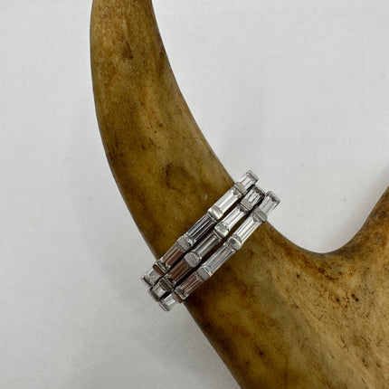 Vintage Crystal Stacking Ring 925 Sterling Silver Band