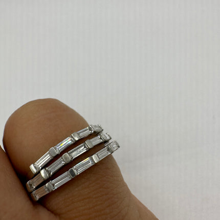 Vintage Crystal Stacking Ring 925 Sterling Silver Band