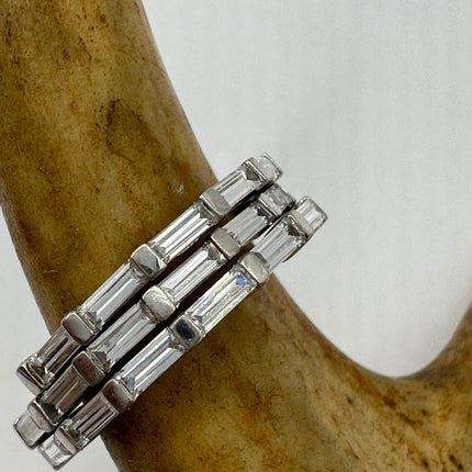Vintage Crystal Stacking Ring 925 Sterling Silver Band