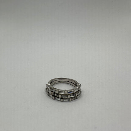 Vintage Crystal Stacking Ring 925 Sterling Silver Band