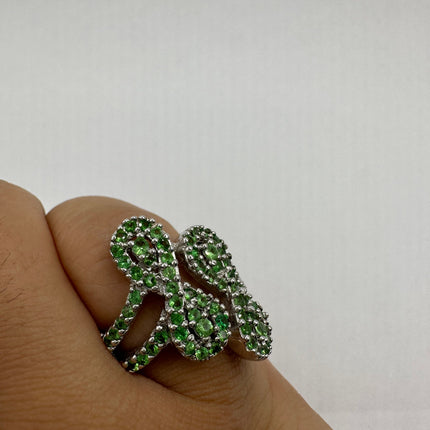 Vintage Green Chrome Diopside Ring Band 925 Sterling Silver