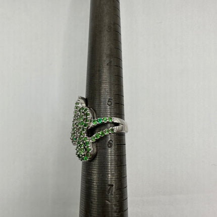 Vintage Green Chrome Diopside Ring Band 925 Sterling Silver