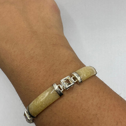 Vintage Golden Jade Citrine Bracelet - 925 Sterling Silver