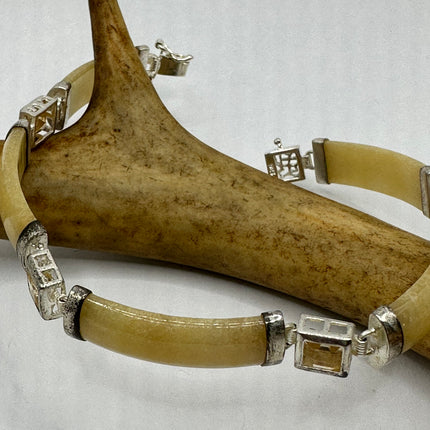 Vintage Golden Jade Citrine Bracelet - 925 Sterling Silver