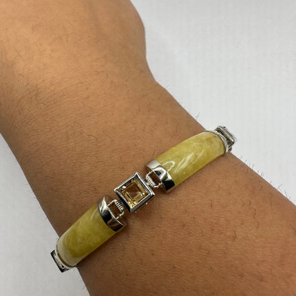 Vintage Golden Jade Citrine Bracelet - 925 Sterling Silver