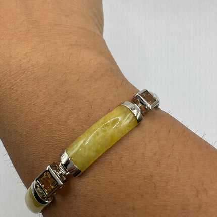 Vintage Golden Jade Citrine Bracelet - 925 Sterling Silver
