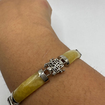 Vintage Golden Jade Citrine Bracelet - 925 Sterling Silver