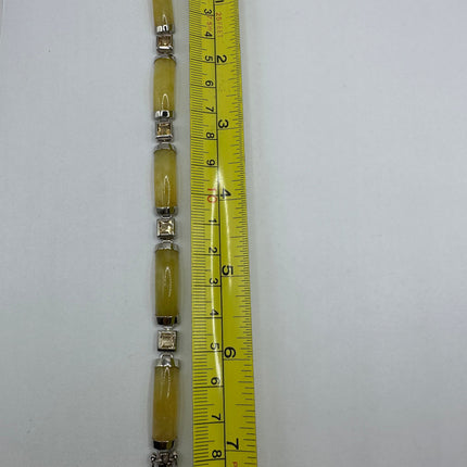 Vintage Golden Jade Citrine Bracelet - 925 Sterling Silver