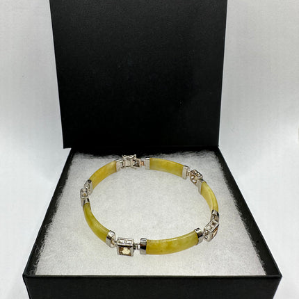 Vintage Golden Jade Citrine Bracelet - 925 Sterling Silver