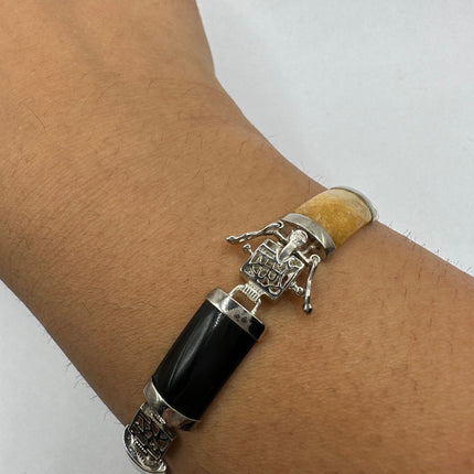 Vintage Black Onyx Lucky Bracelet - 925 Sterling Silver