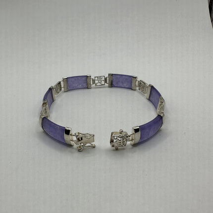 Vintage Purple Jade Lucky Bracelet - 925 Sterling Silver