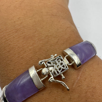 Vintage Purple Jade Lucky Bracelet - 925 Sterling Silver
