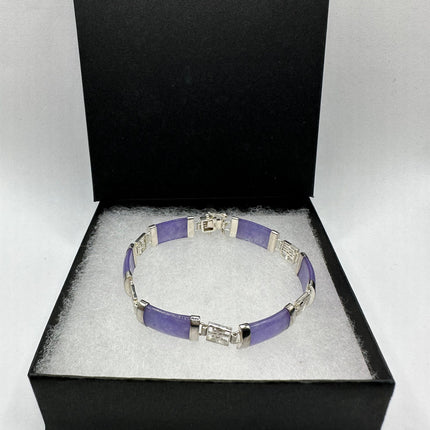 Vintage Purple Jade Lucky Bracelet - 925 Sterling Silver