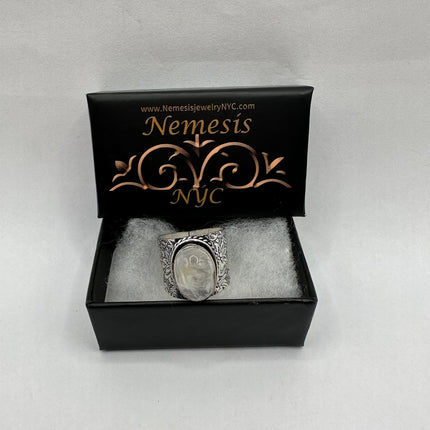 Vintage Rainbow Moonstone Ring Band - Antique Style Design