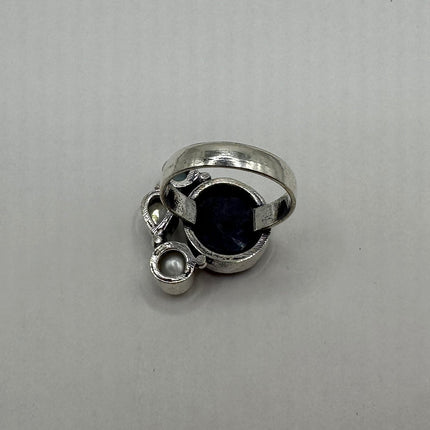 Vintage Raw Blue Sapphire Rainbow Moonstone Ring Band