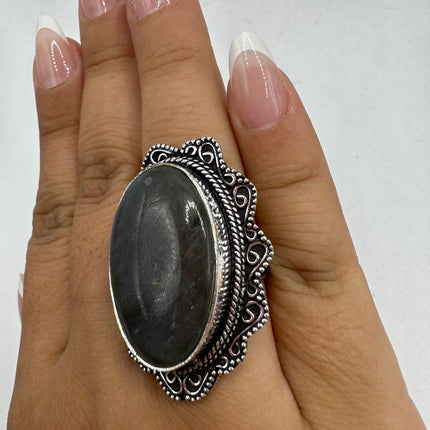 Vintage Rainbow Labradorite Ring Band