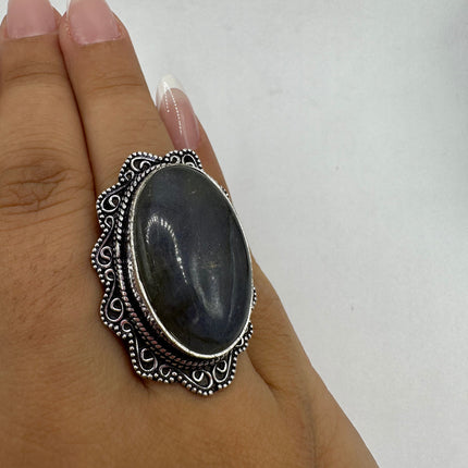 Vintage Rainbow Labradorite Ring Band