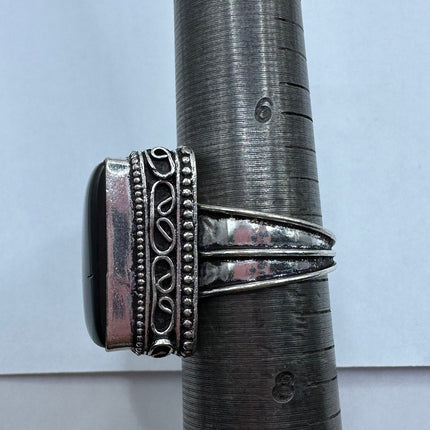 Vintage Gemstone Black Onyx Ring Band