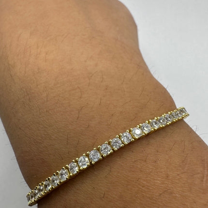 Vintage Gold Tennis Bracelet | Cubic Zirconia Crystal Diamond Box Bracelet | Gold 925 Sterling Silver Elegant Everyday Wedding Prom Jewelry