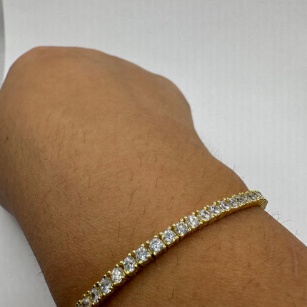 Vintage Gold Tennis Bracelet | Cubic Zirconia Crystal Diamond Box Bracelet | Gold 925 Sterling Silver Elegant Everyday Wedding Prom Jewelry