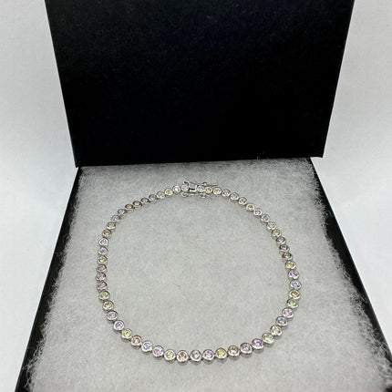 Vintage Silver Tennis Bracelet | Diamond Look Pastel Cubic Zirconia 925 Sterling Silver-Bracelets-TomWayne Jewelers
