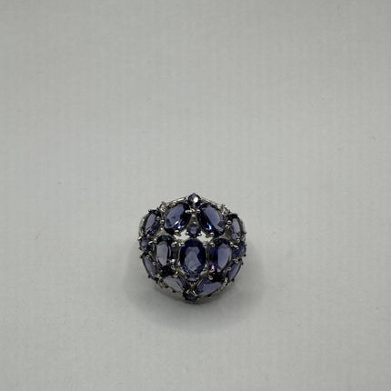 Vintage Gemstone Ring | Blue Iolite Ring Band - 925 Sterling Silver - Size 8.25 - Free US Shipping