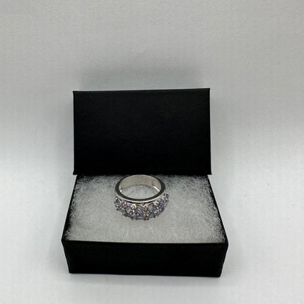 Vintage Silver Ring | Blue Tanzanite Gemstone | 925 Sterling Silver Band Stackable Unique Wedding Statement Ring | Something Blue