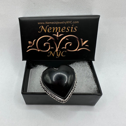 Vintage Black Onyx Heart Ring Band