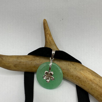 Vintage Green Jade Choker 925 Sterling Silver Necklace
