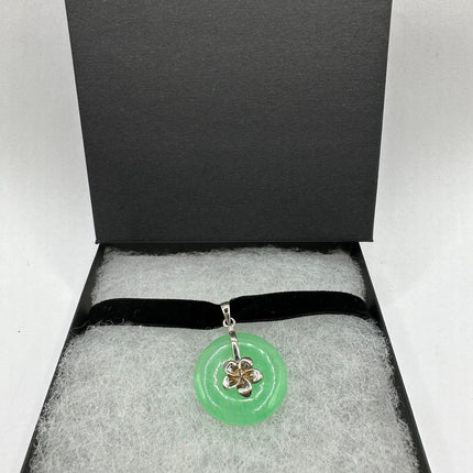 Vintage Green Jade Choker 925 Sterling Silver Necklace