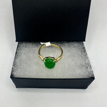 Vintage Gold Green Jade Lucky Cocktail Ring
