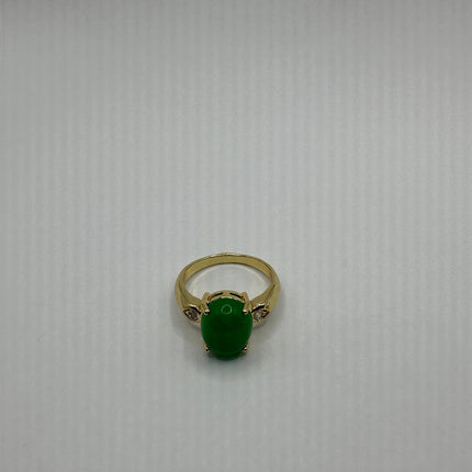 Vintage Gold Green Jade Lucky Cocktail Ring