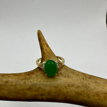 Vintage Gold Green Jade Lucky Cocktail Ring