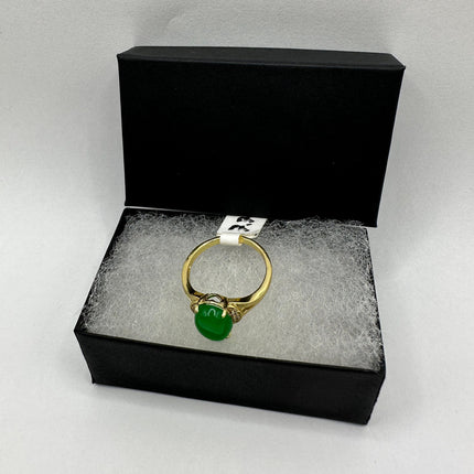 Vintage Gold Green Jade Lucky Cocktail Ring