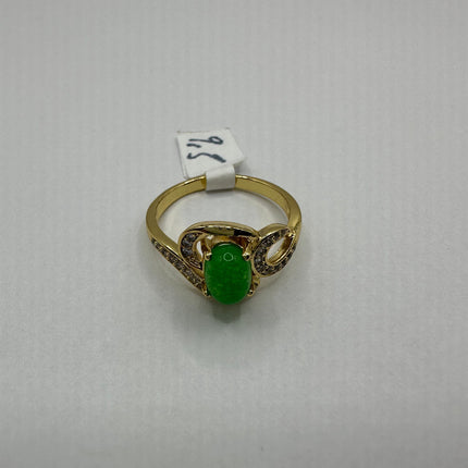 Vintage Gold Green Jade Lucky Cocktail Ring