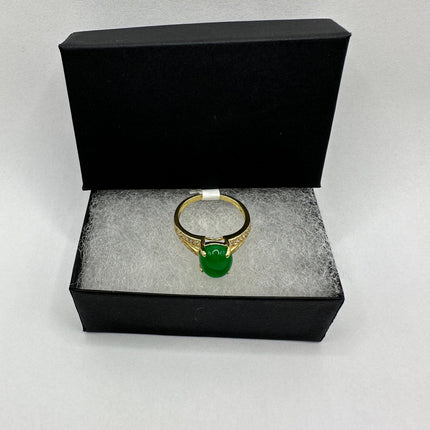 Vintage Gold Green Jade Lucky Cocktail Ring