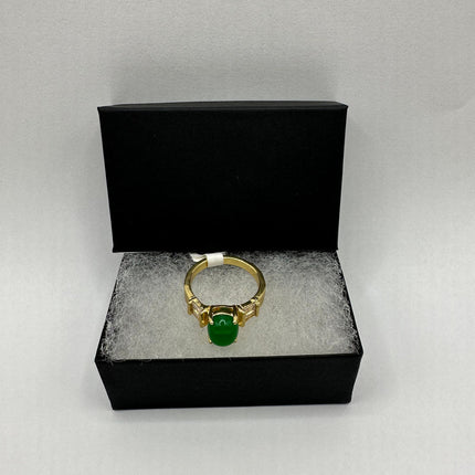 Vintage Gold Green Jade Lucky Cocktail Ring