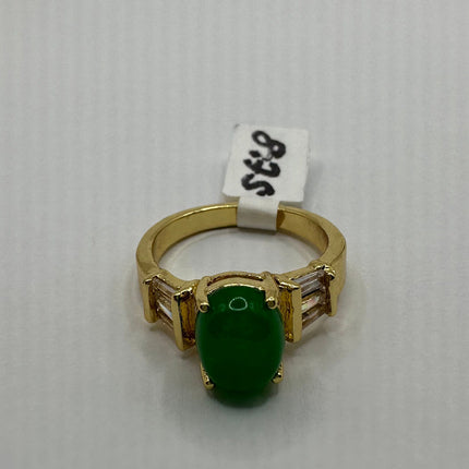 Vintage Gold Green Jade Lucky Cocktail Ring