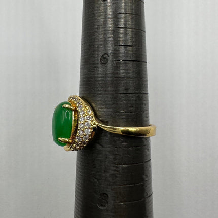 Vintage Gold Green Jade Lucky Cocktail Ring